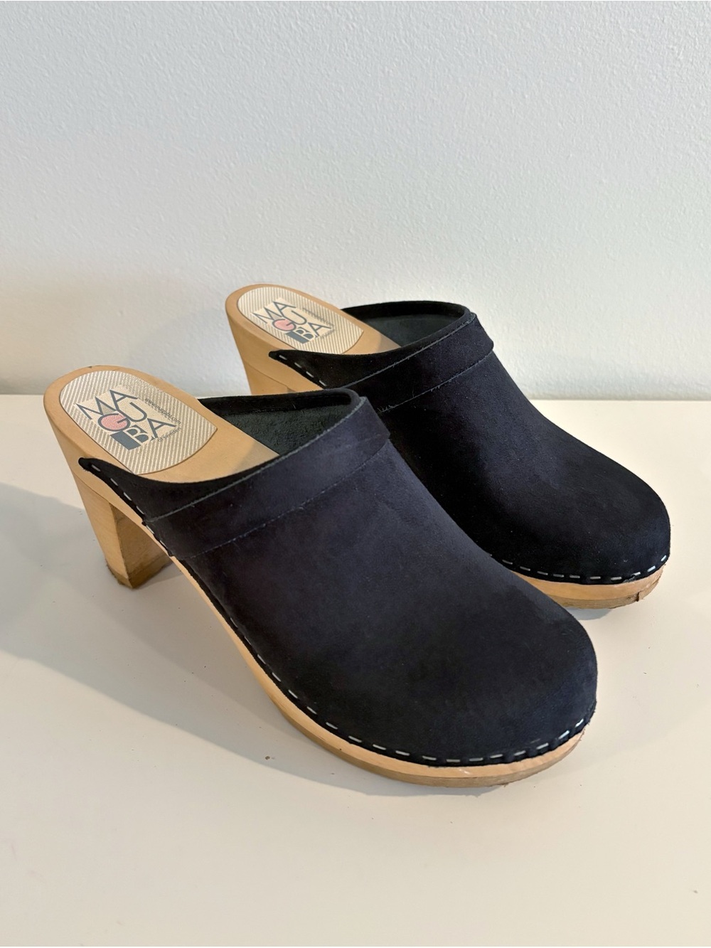 Maguba || Stockholm Clogs Suede Nubuck Heeled Wooden Black 40